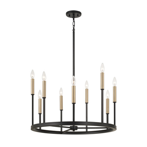 Davis Nine Light Chandelier in Espresso and Brass (65|458381ER)