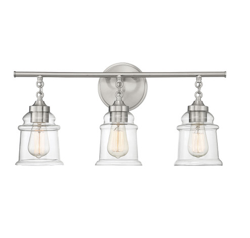 Fuller Three Light Bathroom Vanity in Satin Nickel (51|L8-8055-3-SN)
