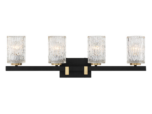 Keene Four Light Bathroom Vanity in Matte Black w/ Warm Brass (51|L8-3601-4-143)