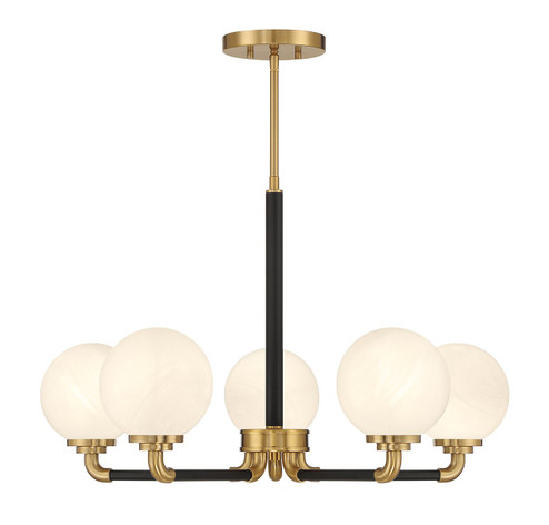 Dresden Five Light Chandelier in Matte Black w/ Warm Brass (51|L1-9605-5-143)