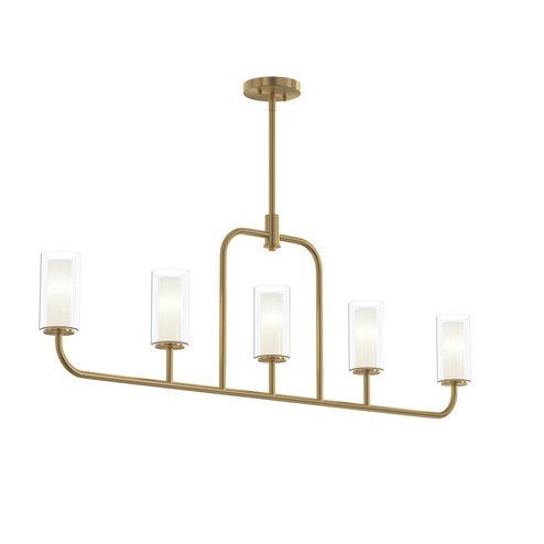 Mack Five Light Linear Chandelier in Brushed Gold (54|P400476-191)