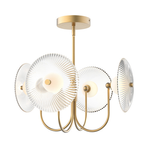 Hera LED Pendant in Brushed Gold/Clear Ribbed Glass (452|PD417904BGCR-UNV)
