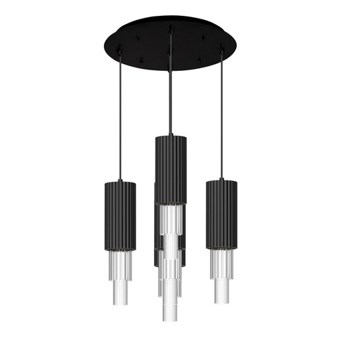 Bordeaux LED Pendant in Matte Black/Clear Ribbed Glass (452|MP502204MBCR-05)