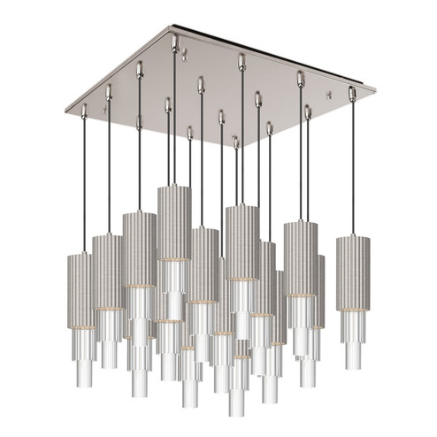 Bordeaux LED Pendant in Brushed Nickel/Clear Ribbed Glass (452|MP502204BNCR-16)