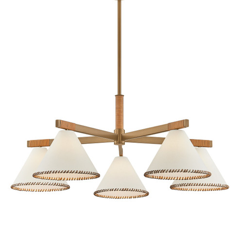 Stoney Five Light Chandelier in Patina Brass (67|F2540-PBR)