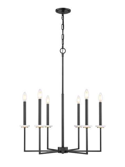 Gaultier Six Light Chandelier in Matte Black + Modern Gold (224|6100-6MB)