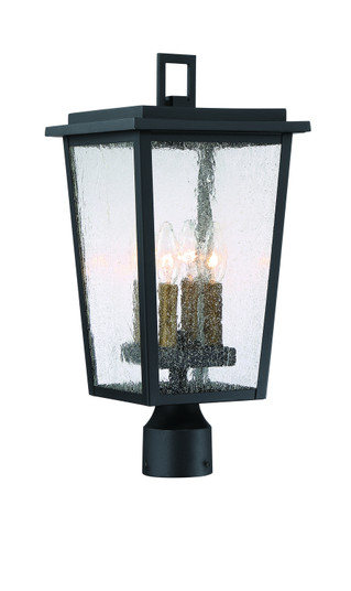 Cantebury Four Light Outdoor Post Mount in Sand Black, Burnt Gold & Sand Black Candle Sleeves (7|72756-66G)