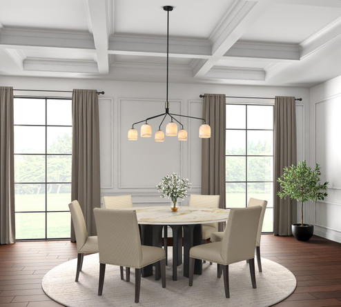 Crema Six Light Chandelier in Black, Brushed Brass (78|SC13376BB)