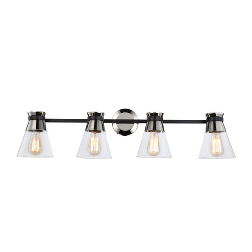 Kanata Four Light Vanity in Black & Polished Nickel (78|AC11804NB)