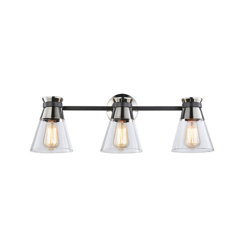 Kanata Three Light Vanity in Black & Polished Nickel (78|AC11803NB)