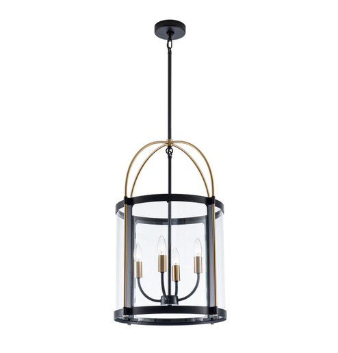 Verre incolore Four Light Pendant in Black and Brushed Brass (78|AC11515BB)