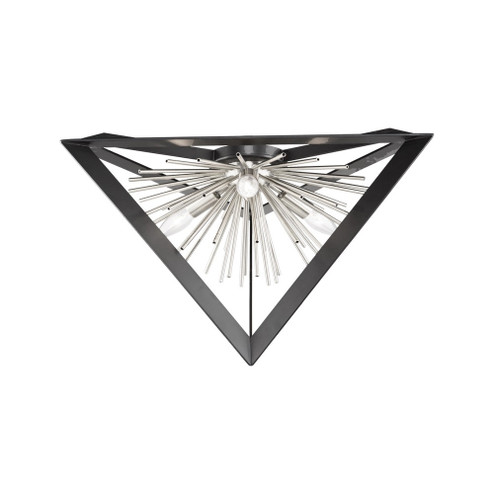 Sunburst Three Light Flush Mount in Matte Black & Chrome (78|AC11442CH)