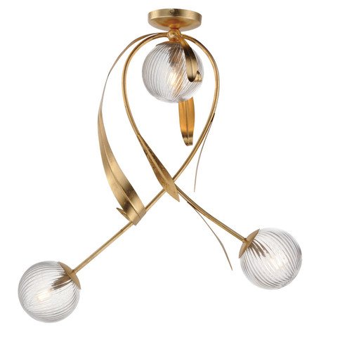 Firenze Three Light Flush Mount in Gold Leaf (16|28714CRGL)