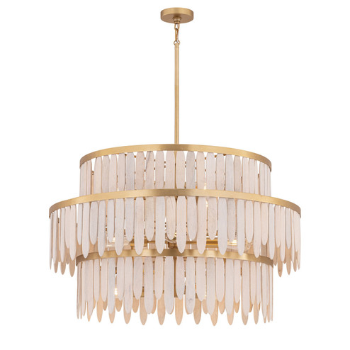 Marimba Ten Light Chandelier in Natural Aged Brass (16|22514WWTNAB)