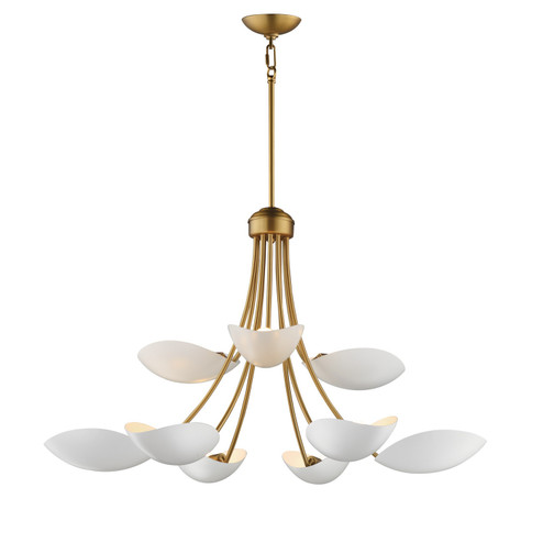 Maris Nine Light Chandelier in White/Natural Aged Brass (16|10829WTNAB)