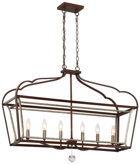 Astrapia Six Light Island Pendant in Dark Rubbed Sienna w/Aged Silver (7|4346-593)
