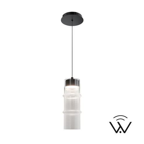 Kanister LED Pendant in Black/White Glass (34|PD413612-TWA-BKWT)