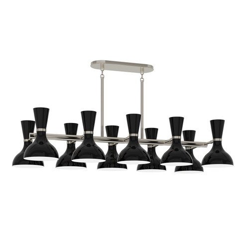 Clare Ten Light Chandelier in Polished Nickel w/Obsidian Painted (165|OS21OS)