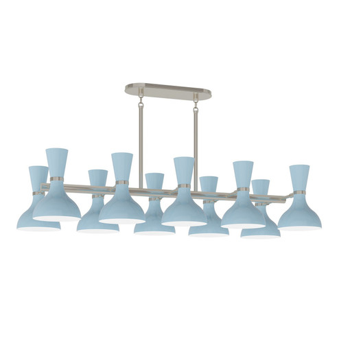 Clare Ten Light Chandelier in Polished Nickel w/Baby Blue Painted (165|BB21BB)