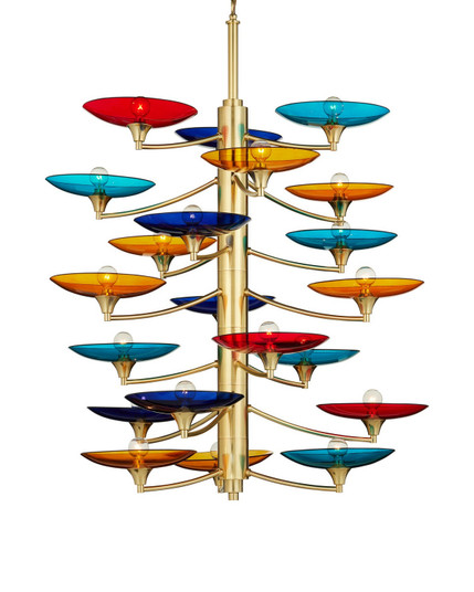 Veneto 21 Light Chandelier in Blue/Yellow/Red/Polished Brass (142|9000-1375)