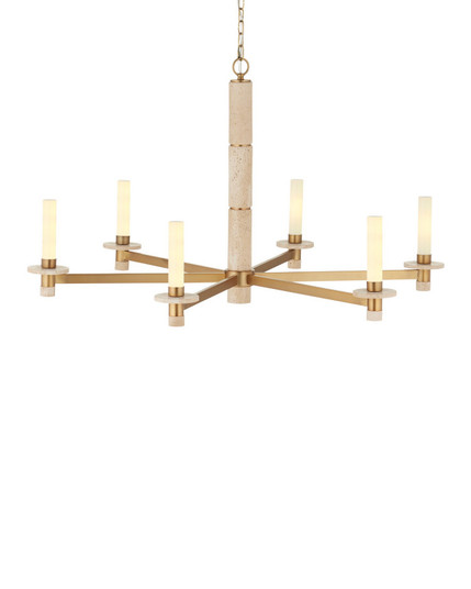 Marcelo Six Light Chandelier in Natural/Antique Brass/White (142|9000-1369)
