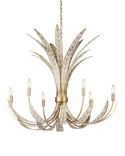 Foliatura Six Light Chandelier in Antique Brass/Off-White (142|9000-1357)