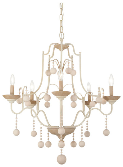 Colonial Charm Five Light Chandelier in White Wash (7|2665-717)