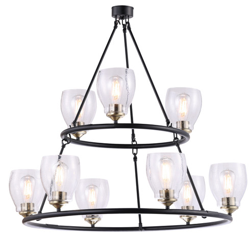 Winsley Nine Light Chandelier in Coal w/Stained Brass (7|2439-878)