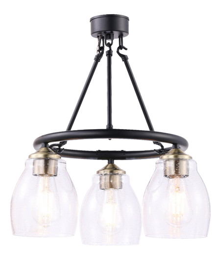 Winsley Three Light Chandelier in Coal w/Stained Brass (7|2437-878)