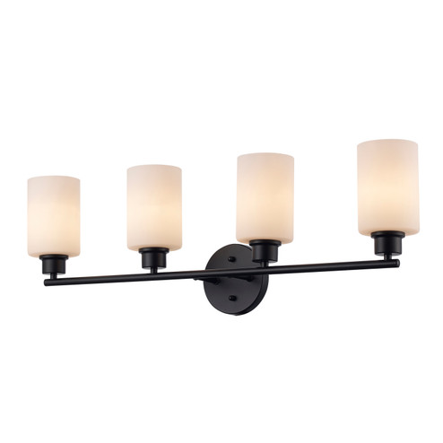 Kai Four Light Vanity in Black / Frosted (110|72024 BK-FR)