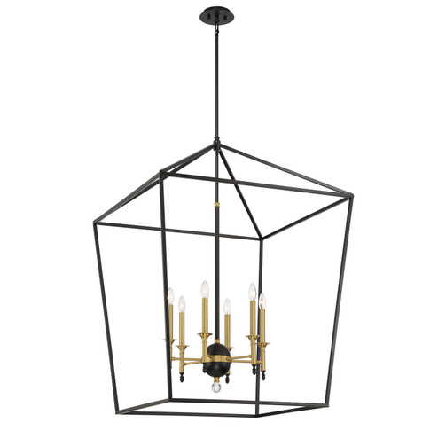 Townhall Six Light Pendant in Coal And Soft Brass (7|2106-726)