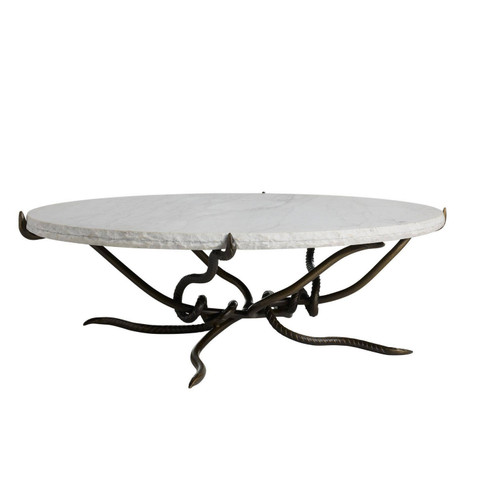 Muscadine Coffee Table in White Marble/Antique Bronze (314|GDFCM01)