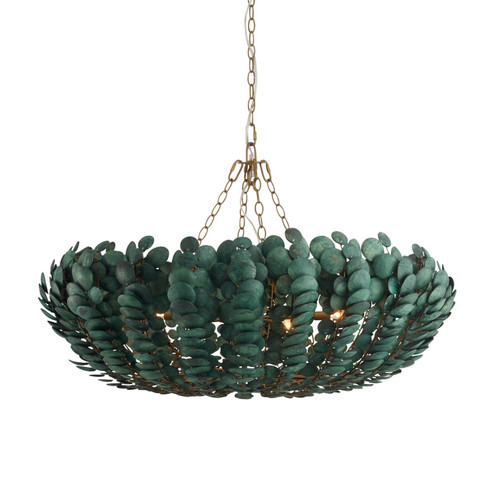 Bilal Six Light Chandelier in Eucalyptus Stain/Antique Brass (314|DLS18)