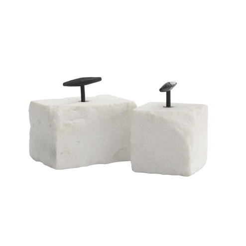 Pedra Bookends, Set of 2 in White/Blackened Iron (314|ATI12)