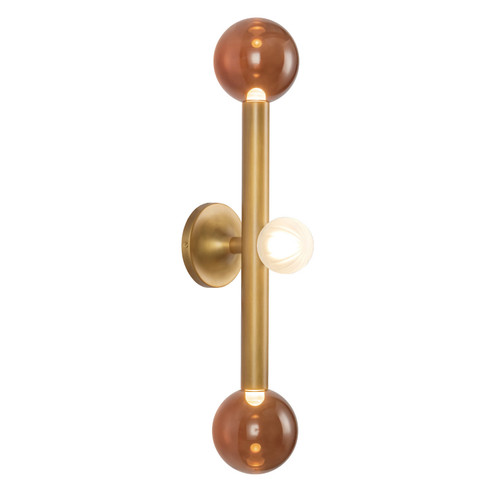 Reese LED Vanity Light in Vintage Brass/Amber Glass (347|WS32823-VB/AM)