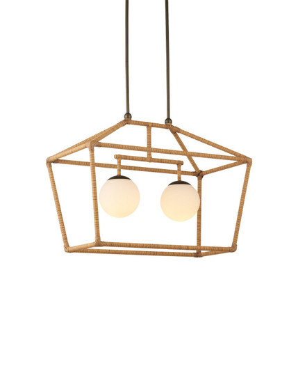 Denison Two Light Outdoor Lantern in Natural / Bronze / Frosted White (142|9500-0030)