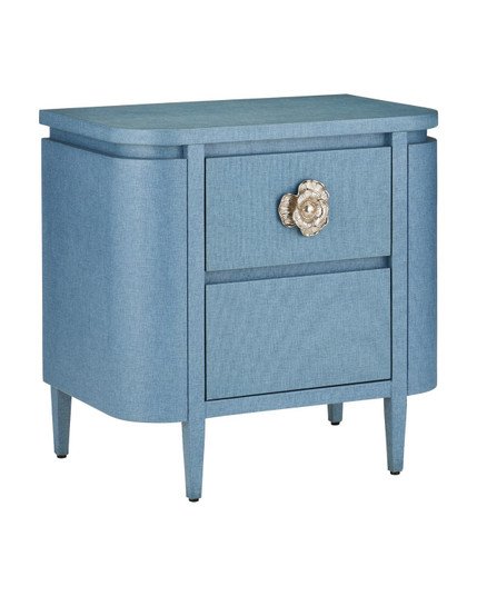 Briallen Nightstand in Lacquered Blue Linen / Polished Nickel (142|3000-0342)