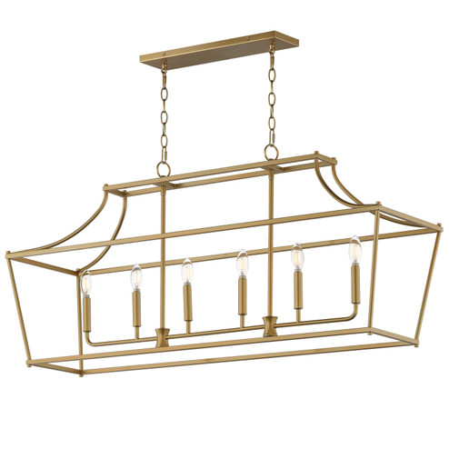 Clifton Six Light Linear Pendant in Natural Aged Brass (16|25317NAB)
