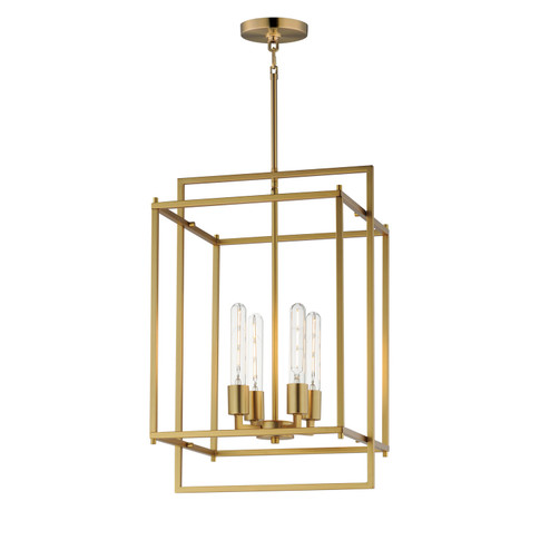 Gridline Four Light Pendant in Natural Aged Brass (16|10412NAB)