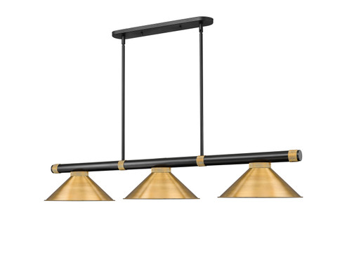 Vanguard Three Light Billiard in Matte Black + Rubbed Brass (224|3050-3MB-RB-RB15)