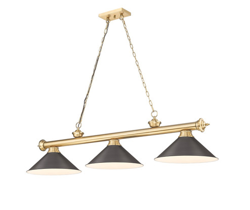 Cordon Three Light Billiard in Heritage Brass (224|2306-3HBR-BRZ15)