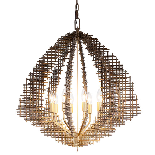 Construct Eight Light Pendant in Dark Bronze / French Gold (137|559P08DBFG)