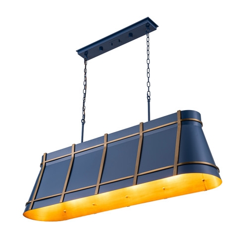 Brasserie Five Light Linear Pendant in French Blue/Heritage Bronze (137|536N05FBBRZ)