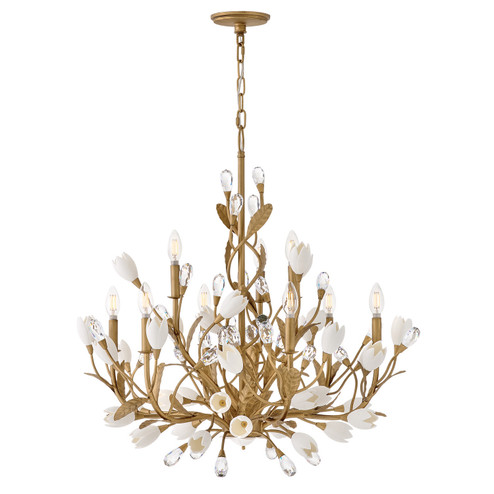 Yvette Nine Light Chandelier in Burnished Gold (138|FR32205BNG)