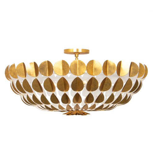 Amor Six Light Chandelier in Oxidized Gold Leaf and White (33|527456OLW)