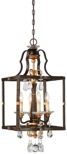 Chateau Nobles Four Light Pendant in Raven Bronze With Sunburst Gold Leaf Highlights (29|N6463-652)