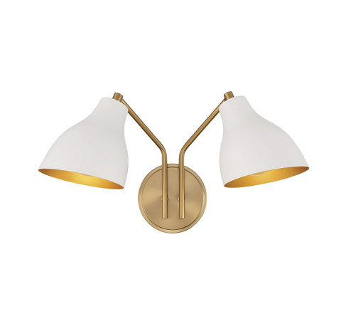 Two Light Wall Sconce in White with Natural Brass (446|M90075WHNB)