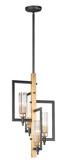 Flambeau Four Light Chandelier in Black / Antique Brass (16|16114CLBKAB)