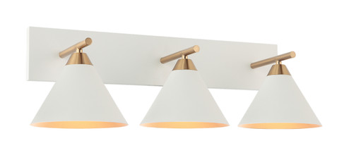 BLISS Three Light Wall Sconce in Aged Gold Brass + White (423|S10603WH)