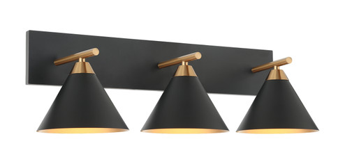 BLISS Three Light Wall Sconce in Aged Gold Brass + Matte Black (423|S10603MB)